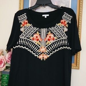 Oversized Embroidered Top Short sleeve Casual Bohemian Contemporary JODIFL Small